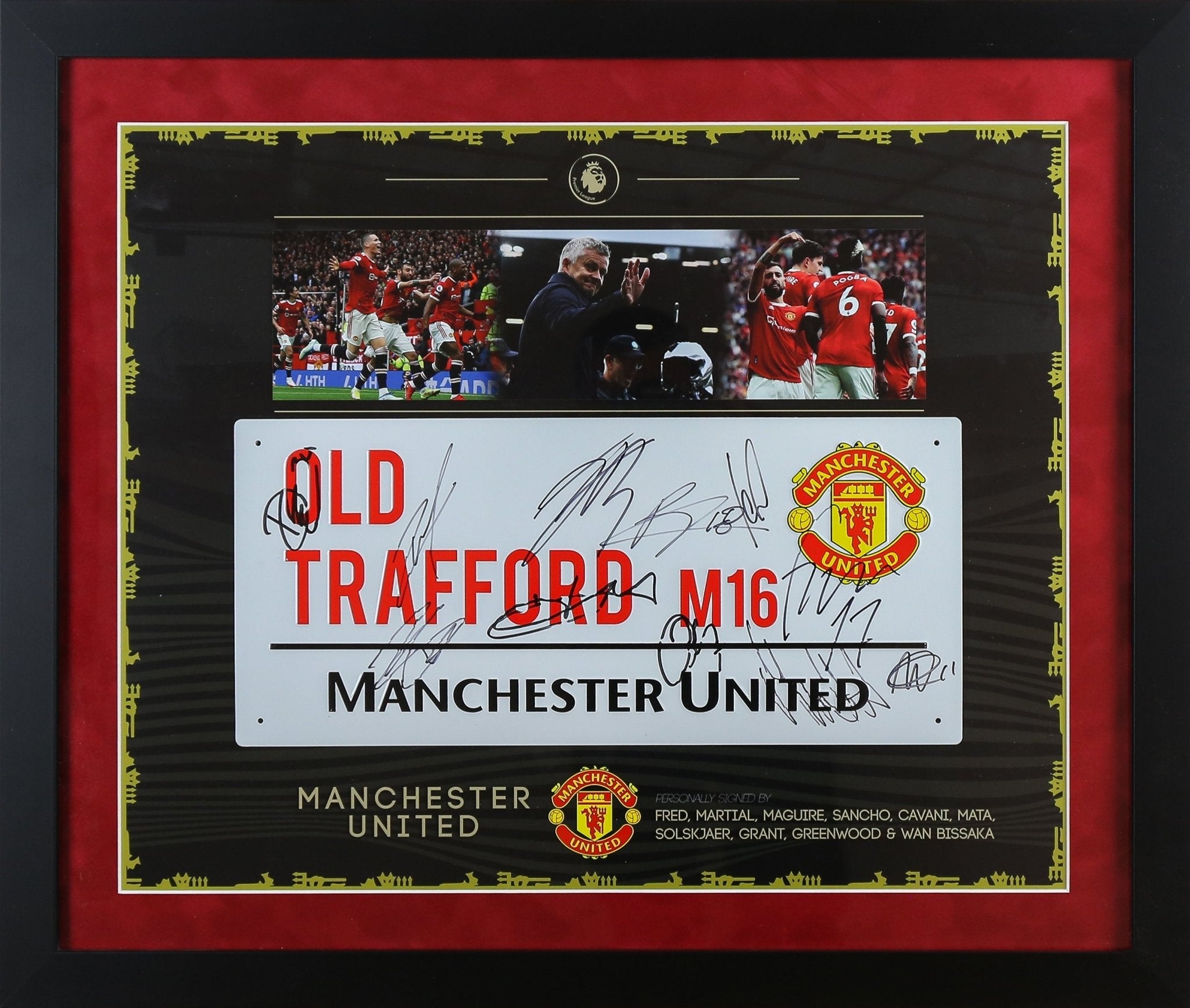Multi Signed Man United Roadsign Framed Display - Memorabilia Framers Shop